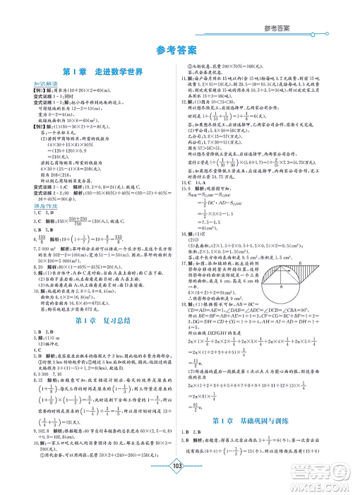 湖南教育出版社2021学法大视野七年级数学上册华东师大版答案