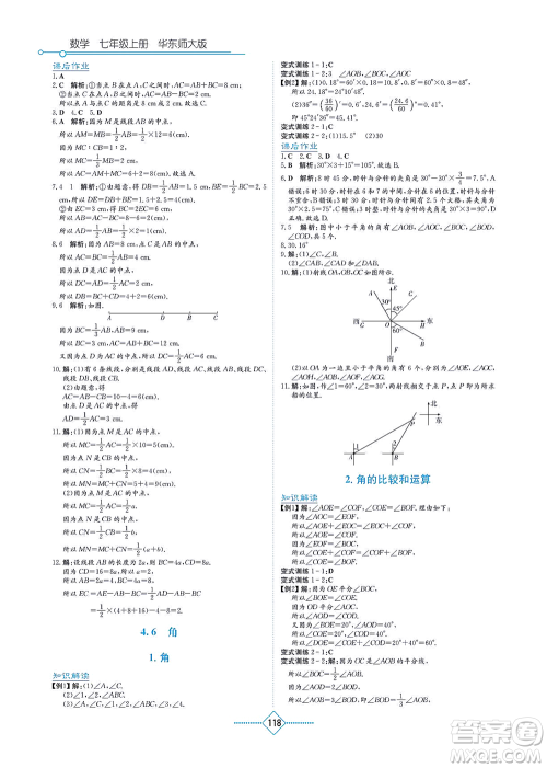 湖南教育出版社2021学法大视野七年级数学上册华东师大版答案