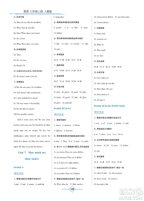 湖南教育出版社2021学法大视野七年级英语上册人教版答案 湖南教育出版社2021学法大视野七年级英语上册人教版答案