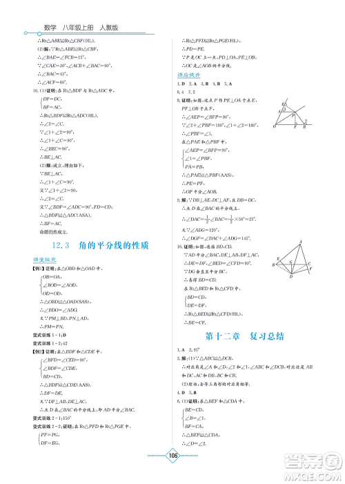 湖南教育出版社2021学法大视野八年级数学上册人教版答案