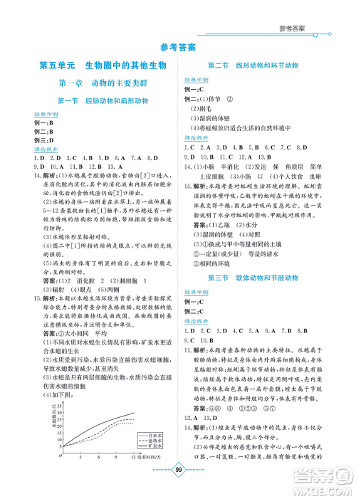 湖南教育出版社2021学法大视野八年级生物上册人教版答案