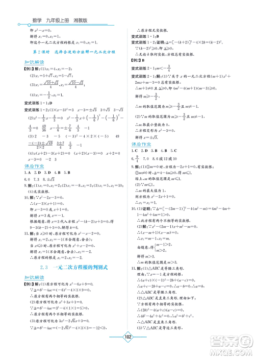 湖南教育出版社2021学法大视野九年级数学上册湘教版答案 湖南教育出版社2021学法大视野九年级数学上册湘教版答案