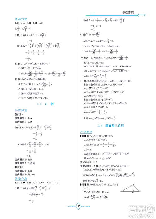 湖南教育出版社2021学法大视野九年级数学上册湘教版答案