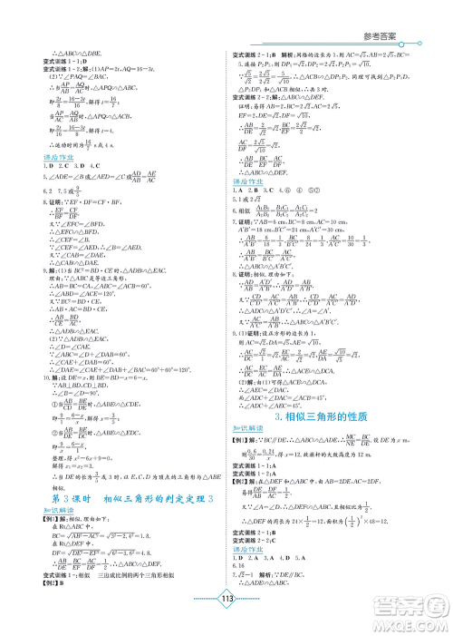 湖南教育出版社2021学法大视野九年级数学上册华东师大版答案