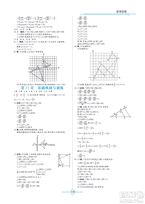 湖南教育出版社2021学法大视野九年级数学上册华东师大版答案