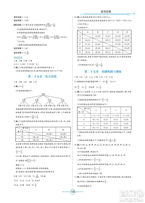 湖南教育出版社2021学法大视野九年级数学上册人教版答案