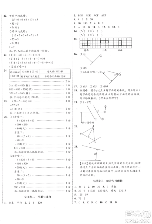天津人民出版社2021全品小复习四年级数学上册苏教版江苏专版参考答案 天津人民出版社2021全品小复习四年级数学上册苏教版江苏专版参考答案