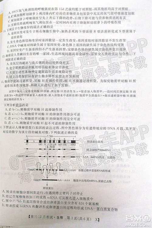 2022届福建百校联盟高三12月联考生物试题及答案 2022届福建百校联盟高三12月联考生物试题及答案