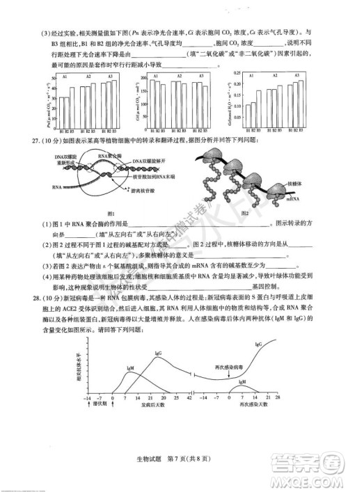 天一大联考2021-2022学年上高三年级名校联盟考试生物试题及答案