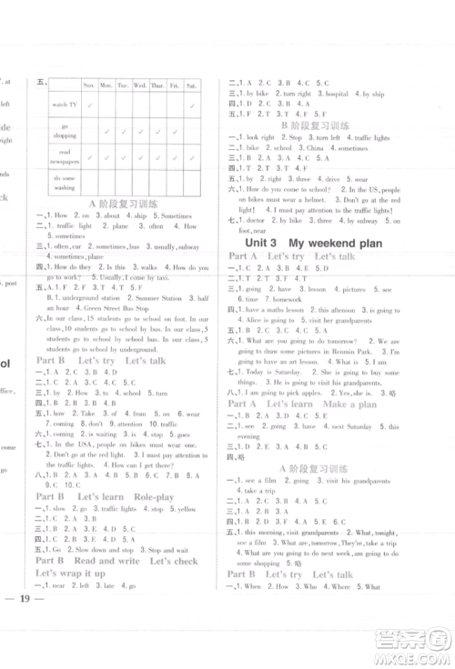 吉林人民出版社2021小学题帮六年级英语上册人教版参考答案