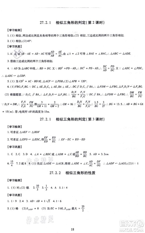 明天出版社2021智慧学习导学练九年级数学全一册人教版答案 明天出版社2021智慧学习导学练九年级数学全一册人教版答案