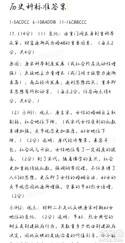 汕头市2021-2022学年度普通高中毕业班教学质量监测试题历史答案 汕头市2021-2022学年度普通高中毕业班教学质量监测试题历史答案