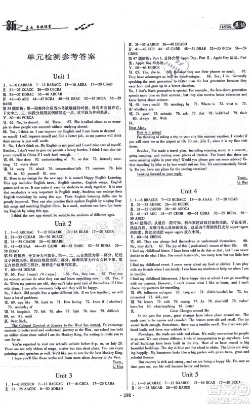 云南美术出版社2021新支点卓越课堂九年级英语全一册人教版答案