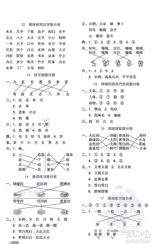 吉林教育出版社2021荣德基好卷一年级语文上册R人教版答案 吉林教育出版社2021荣德基好卷一年级语文上册R人教版答案