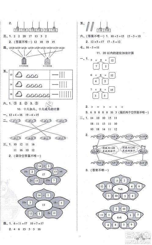 安徽教育出版社2021荣德基好卷一年级数学上册BS北师版答案 安徽教育出版社2021荣德基好卷一年级数学上册BS北师版答案