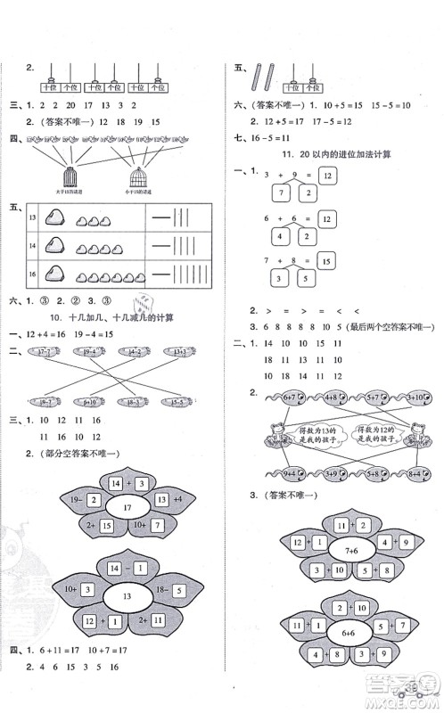 安徽教育出版社2021荣德基好卷一年级数学上册BS北师版答案