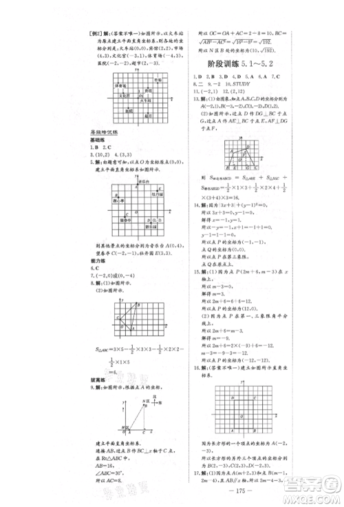 陕西人民教育出版社2021练案五四学制七年级数学上册鲁教版参考答案