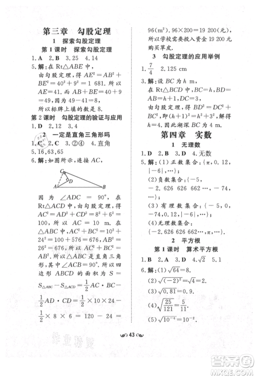 陕西人民教育出版社2021练案五四学制七年级数学上册鲁教版参考答案