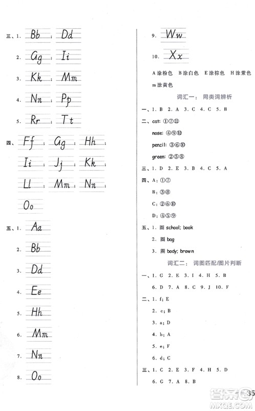 吉林教育出版社2021荣德基好卷三年级英语上册PEP版答案