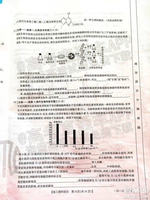 2022届内蒙古金太阳高三12月联考理科综合试题及答案