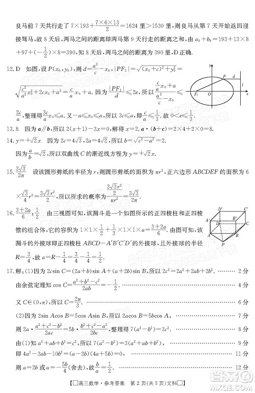 2022届吉林金太阳高三12月联考文科数学试题及答案