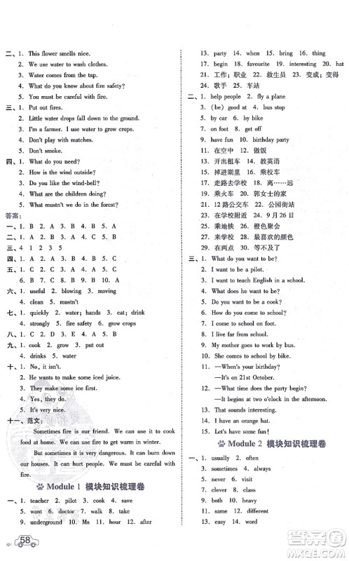 安徽教育出版社2021荣德基好卷五年级英语上册HN沪教牛津版答案