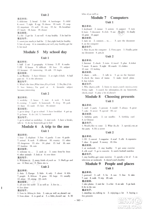 吉林教育出版社2021练案课时作业本七年级英语上册外研版参考答案