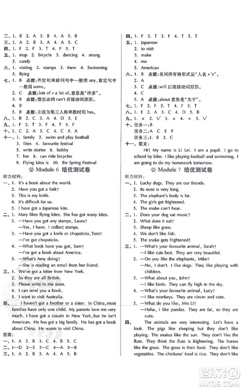 吉林教育出版社2021荣德基好卷六年级英语上册WY外研版答案 吉林教育出版社2021荣德基好卷六年级英语上册WY外研版答案