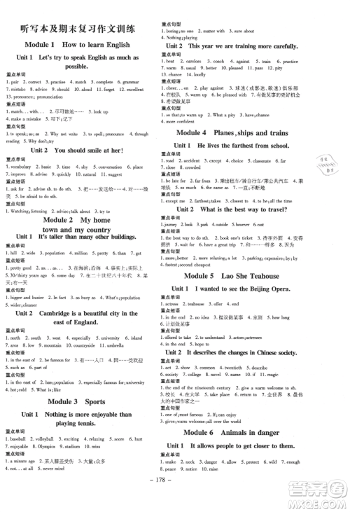 吉林教育出版社2021练案课时作业本八年级英语上册外研版参考答案 吉林教育出版社2021练案课时作业本八年级英语上册外研版参考答案