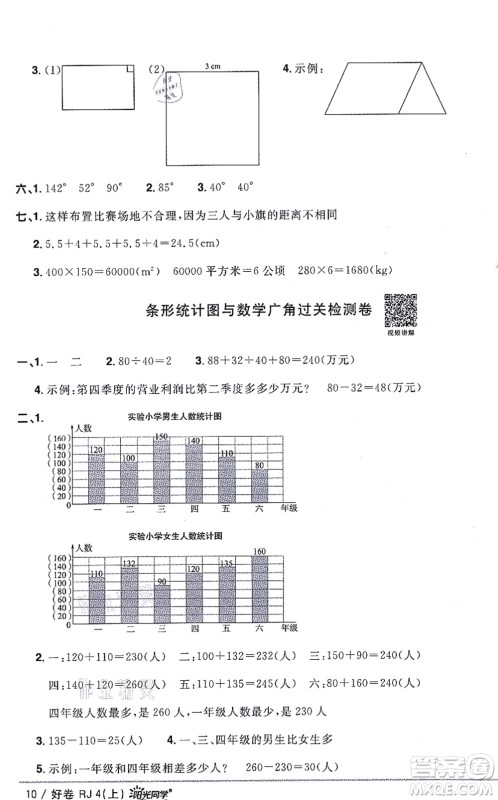 江西教育出版社2021阳光同学一线名师全优好卷四年级数学上册RJ人教版答案 江西教育出版社2021阳光同学一线名师全优好卷四年级数学上册RJ人教版答案