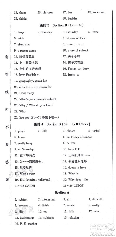 北方妇女儿童出版社2021同步优化测试一卷通七年级英语上册人教版答案 北方妇女儿童出版社2021同步优化测试一卷通七年级英语上册人教版答案