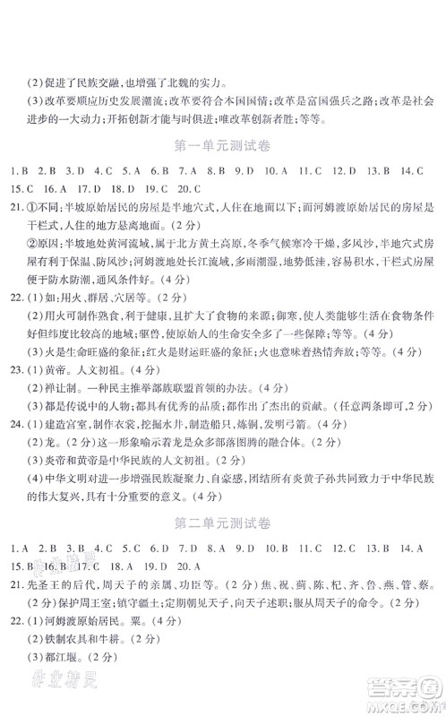 江西人民出版社2021一课一练创新练习七年级历史上册人教版答案 江西人民出版社2021一课一练创新练习七年级历史上册人教版答案