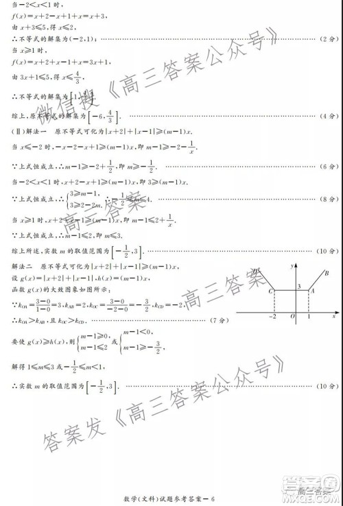 2022年1月湘豫名校联考高三文科数学试题及答案