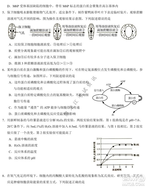 东北师大附中2019级高三年级第三次摸底考试生物试卷及答案