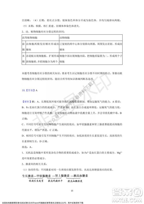 重庆市缙云教育联盟2021-2022学年上学期12月月度考试高一生物试题及答案