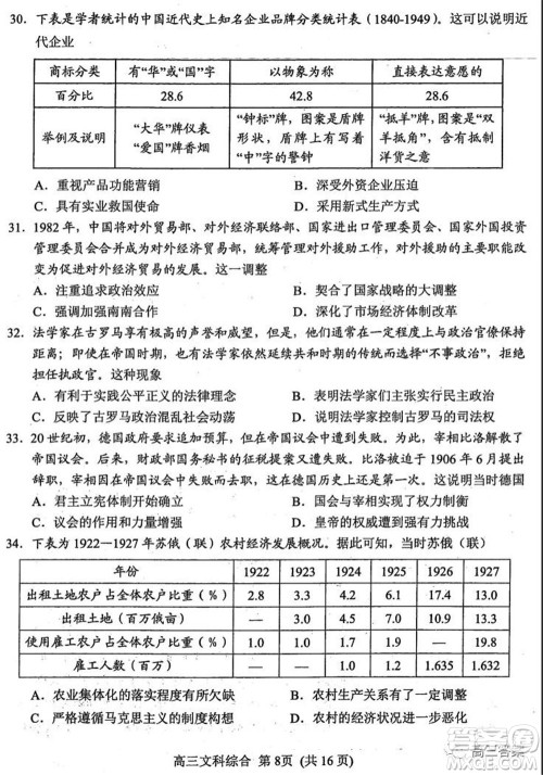 南阳2021年秋期高中三年级期终质量评估文科综合试题及答案 南阳2021年秋期高中三年级期终质量评估文科综合试题及答案