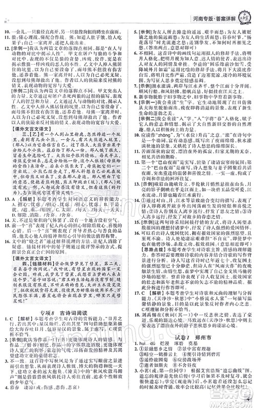江西人民出版社2021王朝霞各地期末试卷精选七年级语文上册RJ人教版河南专版答案 江西人民出版社2021王朝霞各地期末试卷精选七年级语文上册RJ人教版河南专版答案
