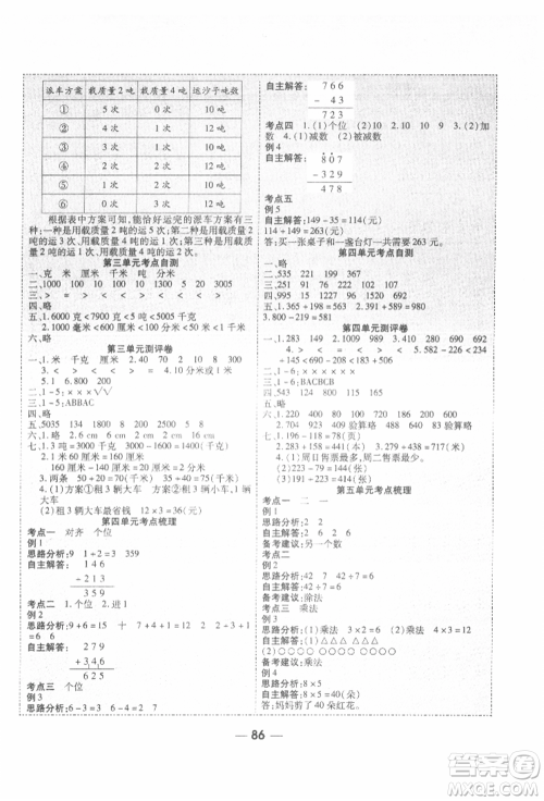 河北科学技术出版社2021成功一号名卷天下课时练测试卷三年级数学上册人教版参考答案 河北科学技术出版社2021成功一号名卷天下课时练测试卷三年级数学上册人教版参考答案