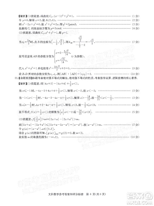 华大新高考联盟2022届高三1月教学质量测评文科数学试题及答案