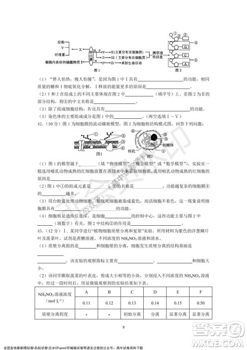 广东省深圳实验学校2021-2022学年高一上学期第二阶段考试生物试题及答案 广东省深圳实验学校2021-2022学年高一上学期第二阶段考试生物试题及答案