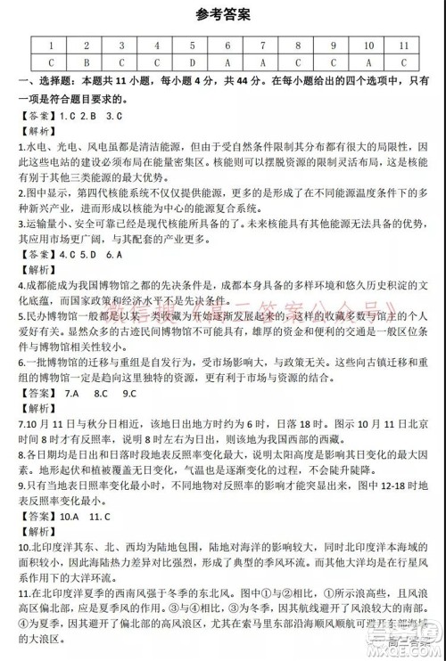 安徽省示范高中2021年冬季联赛高三文科综合试题及答案 安徽省示范高中2021年冬季联赛高三文科综合试题及答案