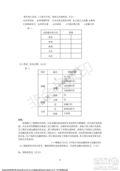 深圳实验学校高中部2021-2022学年度第一学期第二阶段考试高二历史试题及答案