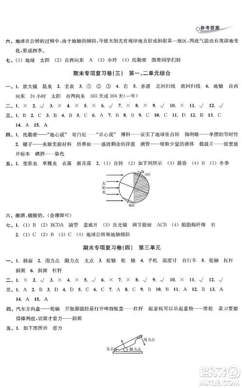 南方出版社2021学林驿站各地期末名卷精选六年级科学上册教科版答案 南方出版社2021学林驿站各地期末名卷精选六年级科学上册教科版答案