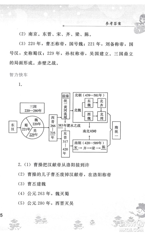 人民教育出版社2022寒假作业七年级历史人教版答案 人民教育出版社2022寒假作业七年级历史人教版答案