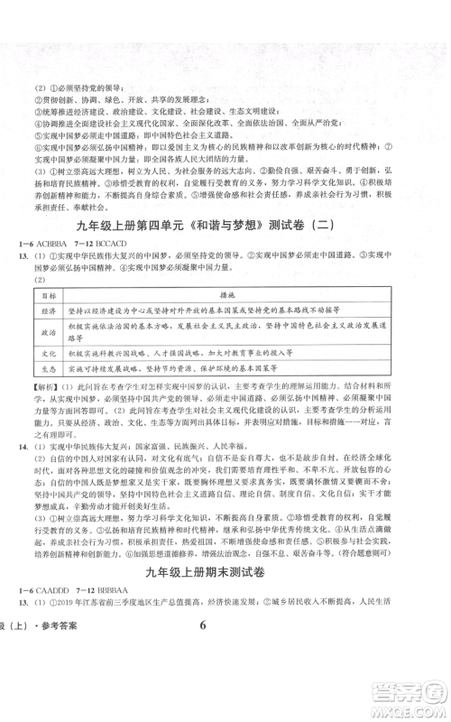 天地出版社2021学业质量测试簿九年级道德与法治上册人教版参考答案 天地出版社2021学业质量测试簿九年级道德与法治上册人教版参考答案