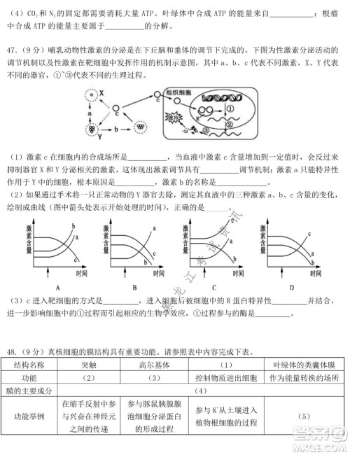 哈尔滨市第六中学2019级上学期期末考试高三生物试题及答案