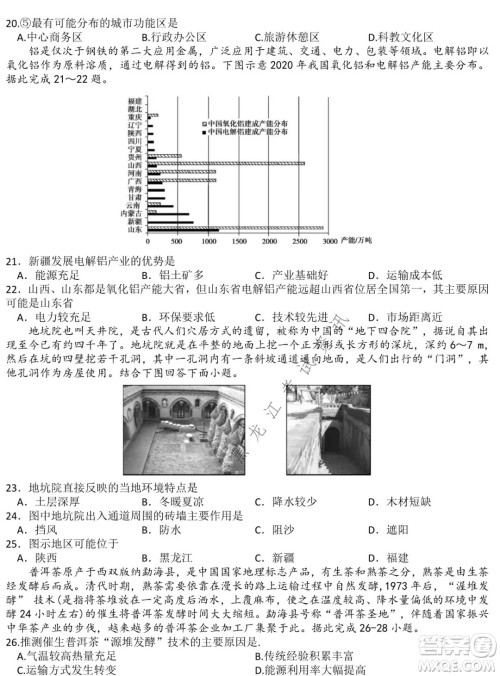 哈尔滨市第六中学2019级上学期期末考试高三地理试题及答案 哈尔滨市第六中学2019级上学期期末考试高三地理试题及答案