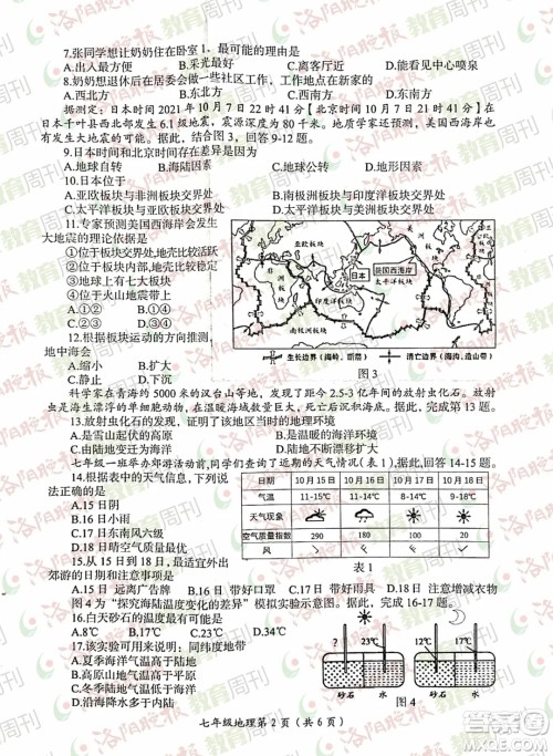 洛阳市2021-2022学年第一学期期末考试七年级地理试题及答案