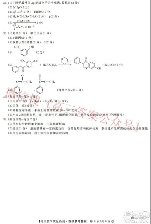 2022年1月广西高三教学质量监测试题理科综合试题及答案 2022年1月广西高三教学质量监测试题理科综合试题及答案