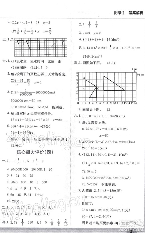 龙门书局2022黄冈小状元作业本六年级数学下册R人教版答案